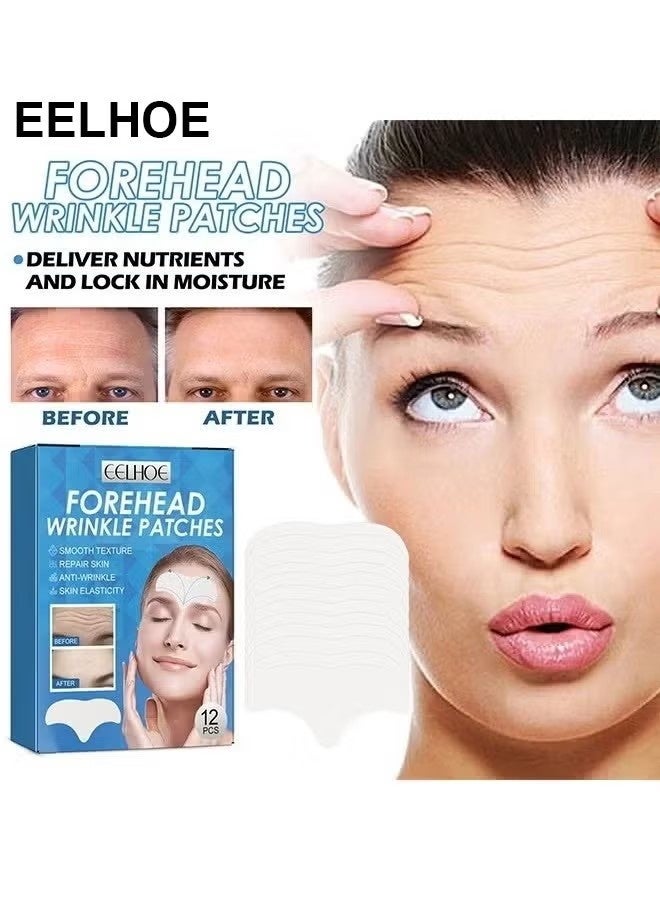 EELHOE Forehead Wrinkle Patches 12pcs - Smooth Fine Lines & Wrinkles, Anti-Wrinkle Patches with Hydrolyzed Collagen with Aloe,Vitamin E, Anti Wrinkle Patches, Forehead Wrinkles Treatment - Image 1